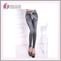 Damen Nahtlose Fleece gefüttert Slim Jeggings Jean Leggings mit echten Taschen